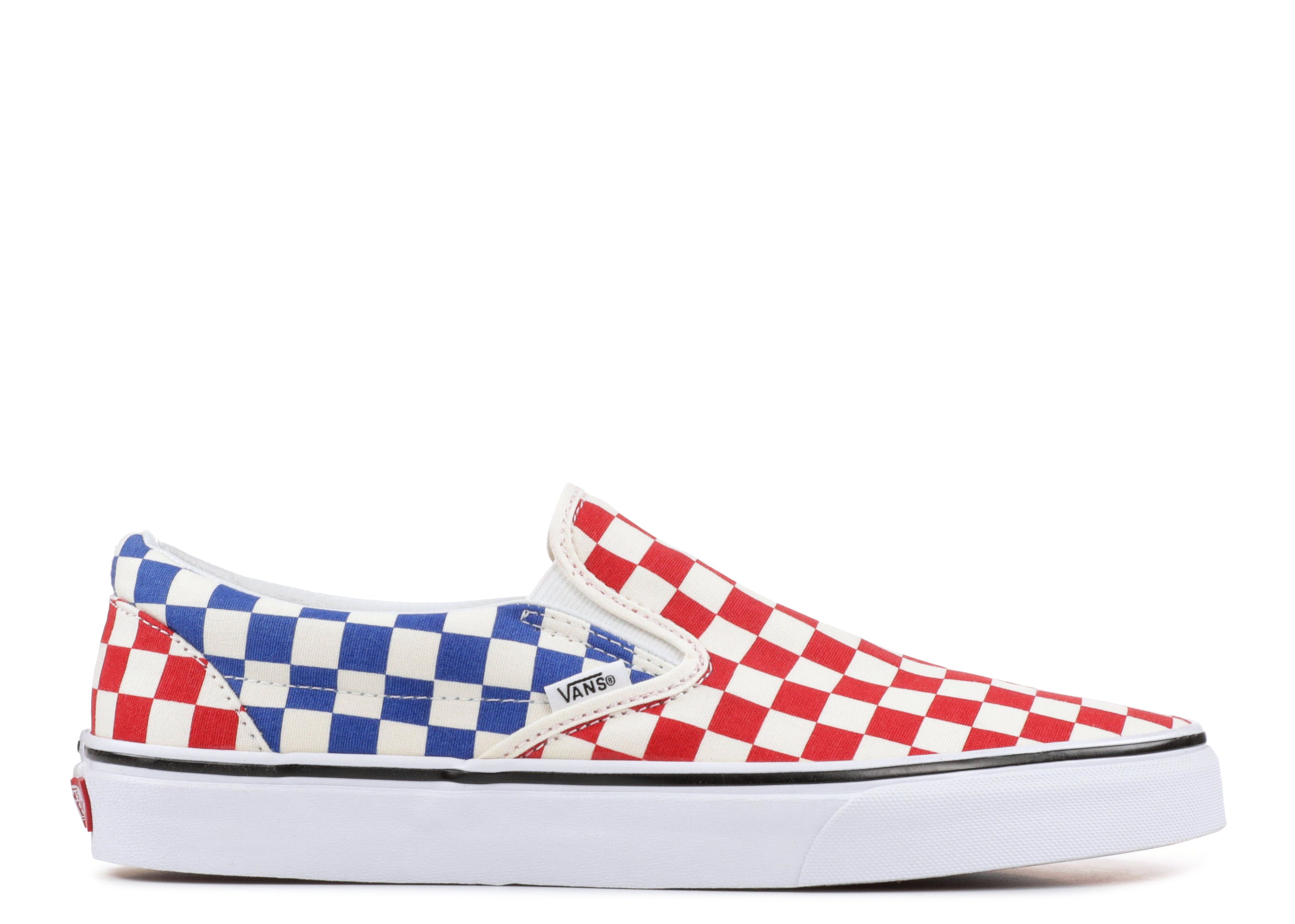 Classic Slip On Checkerboard Vans Vn0a38f7qcs Red Blue