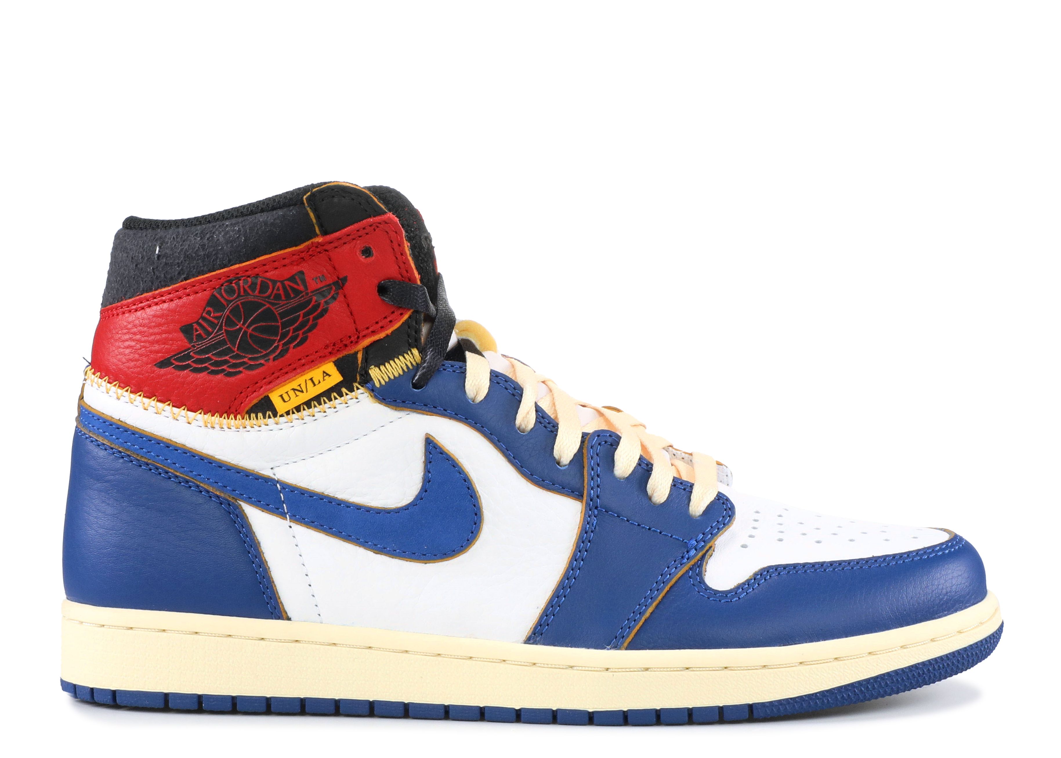 red blue and yellow jordan 1